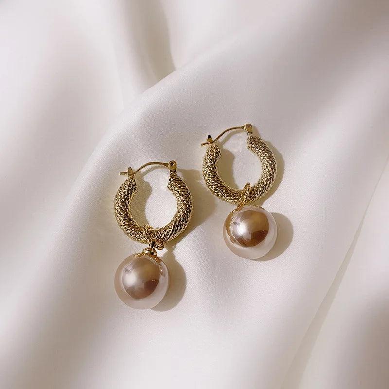 Fashion Woven Circle Pearl Big Earrings Charm Jewelry XYS0307 - Touchy Style