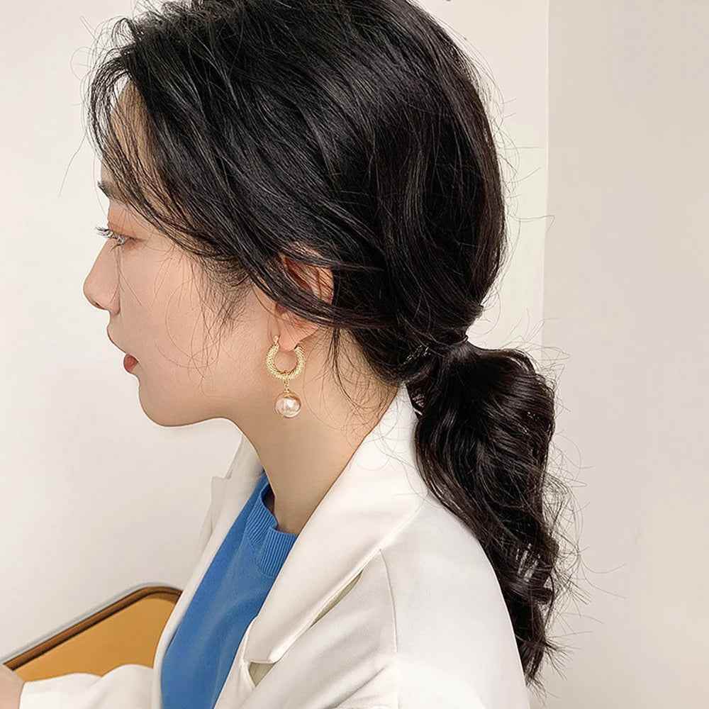 Fashion Woven Circle Pearl Big Earrings Charm Jewelry XYS0307 - Touchy Style