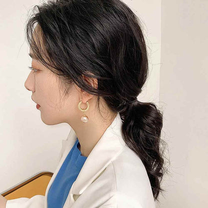 Fashion Woven Circle Pearl Big Earrings Charm Jewelry XYS0307 - Touchy Style