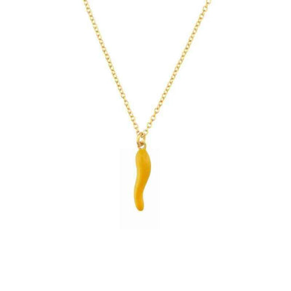 Fashionable Gold Chili Pendant Earrings and Necklace Set with Red Enamel Accents Charm Jewelry - Touchy Style