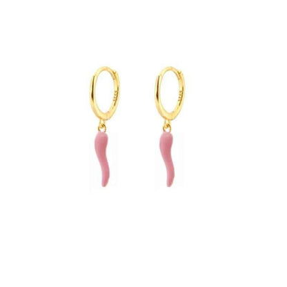 Fashionable Gold Chili Pendant Earrings and Necklace Set with Red Enamel Accents Charm Jewelry - Touchy Style