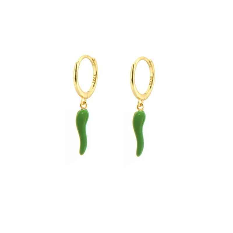 Fashionable Gold Chili Pendant Earrings and Necklace Set with Red Enamel Accents Charm Jewelry - Touchy Style