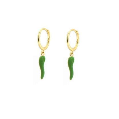 Fashionable Gold Chili Pendant Earrings and Necklace Set with Red Enamel Accents Charm Jewelry - Touchy Style