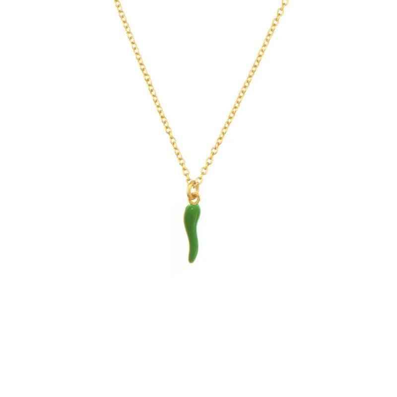 Fashionable Gold Chili Pendant Earrings and Necklace Set with Red Enamel Accents Charm Jewelry - Touchy Style