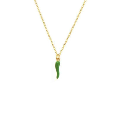 Fashionable Gold Chili Pendant Earrings and Necklace Set with Red Enamel Accents Charm Jewelry - Touchy Style
