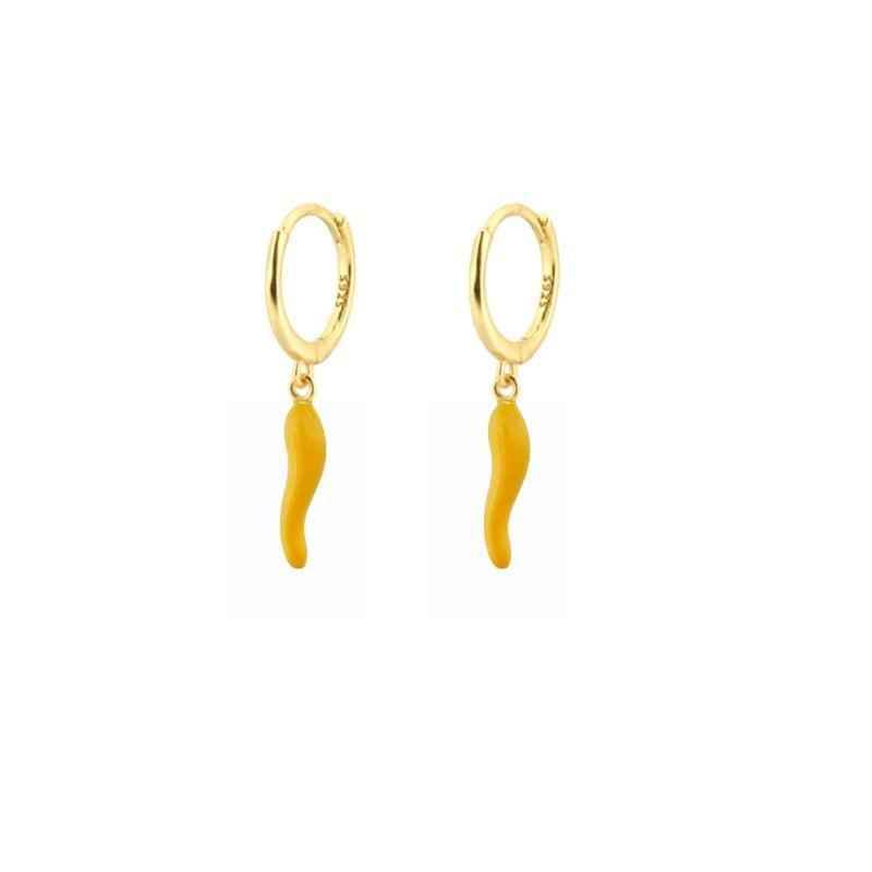 Fashionable Gold Chili Pendant Earrings and Necklace Set with Red Enamel Accents Charm Jewelry - Touchy Style