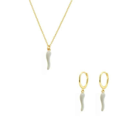 Fashionable Gold Chili Pendant Earrings and Necklace Set with Red Enamel Accents Charm Jewelry - Touchy Style