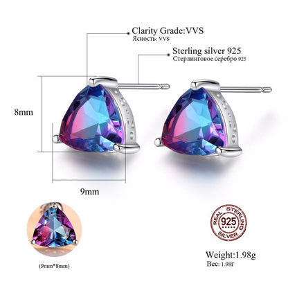 FB305 Irregular Purple Geometric 925 Sterling Silver Earrings Charm Jewelry - Touchy Style .