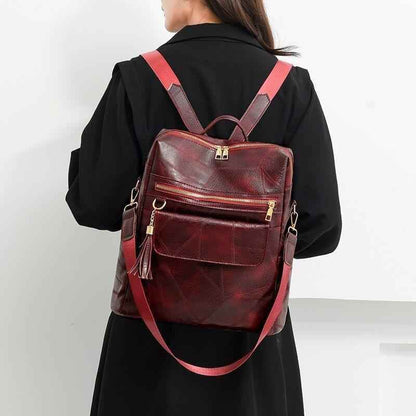 FC221 Vintage Leather Daypack: Cool Backpack with Large Capacity - Touchy Style