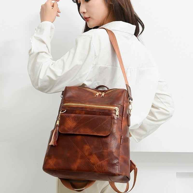 FC221 Vintage Leather Daypack: Cool Backpack with Large Capacity - Touchy Style