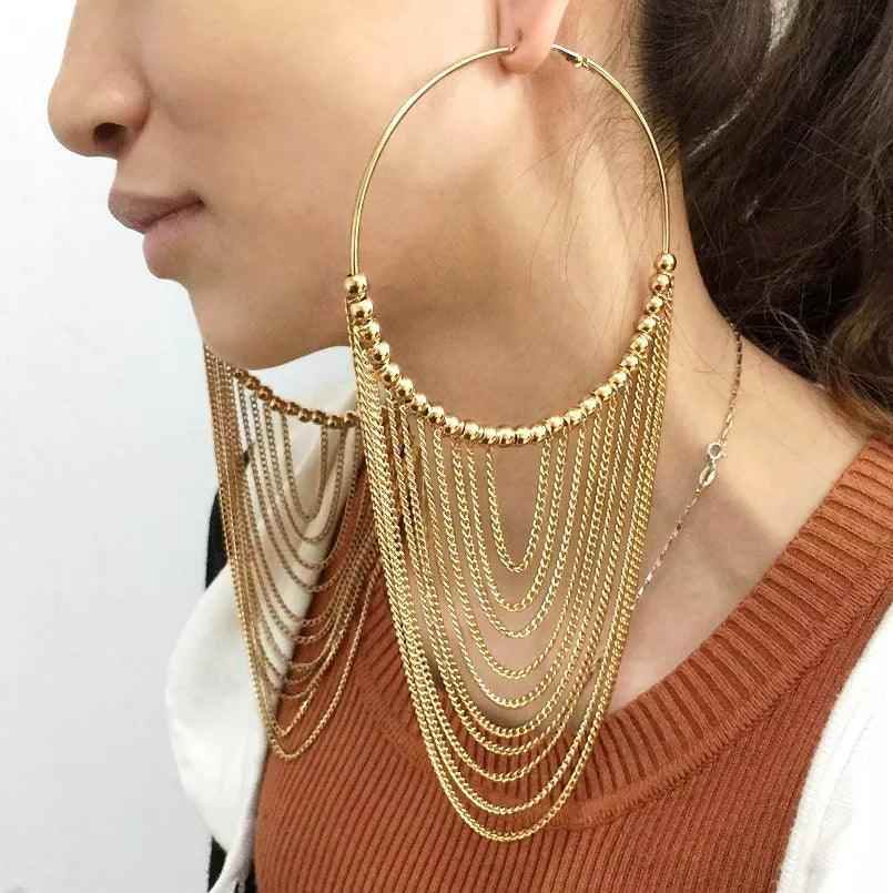 FE410 Earring Charm Jewelry: Captivating Circular Tassel Elegance for Women - Touchy Style