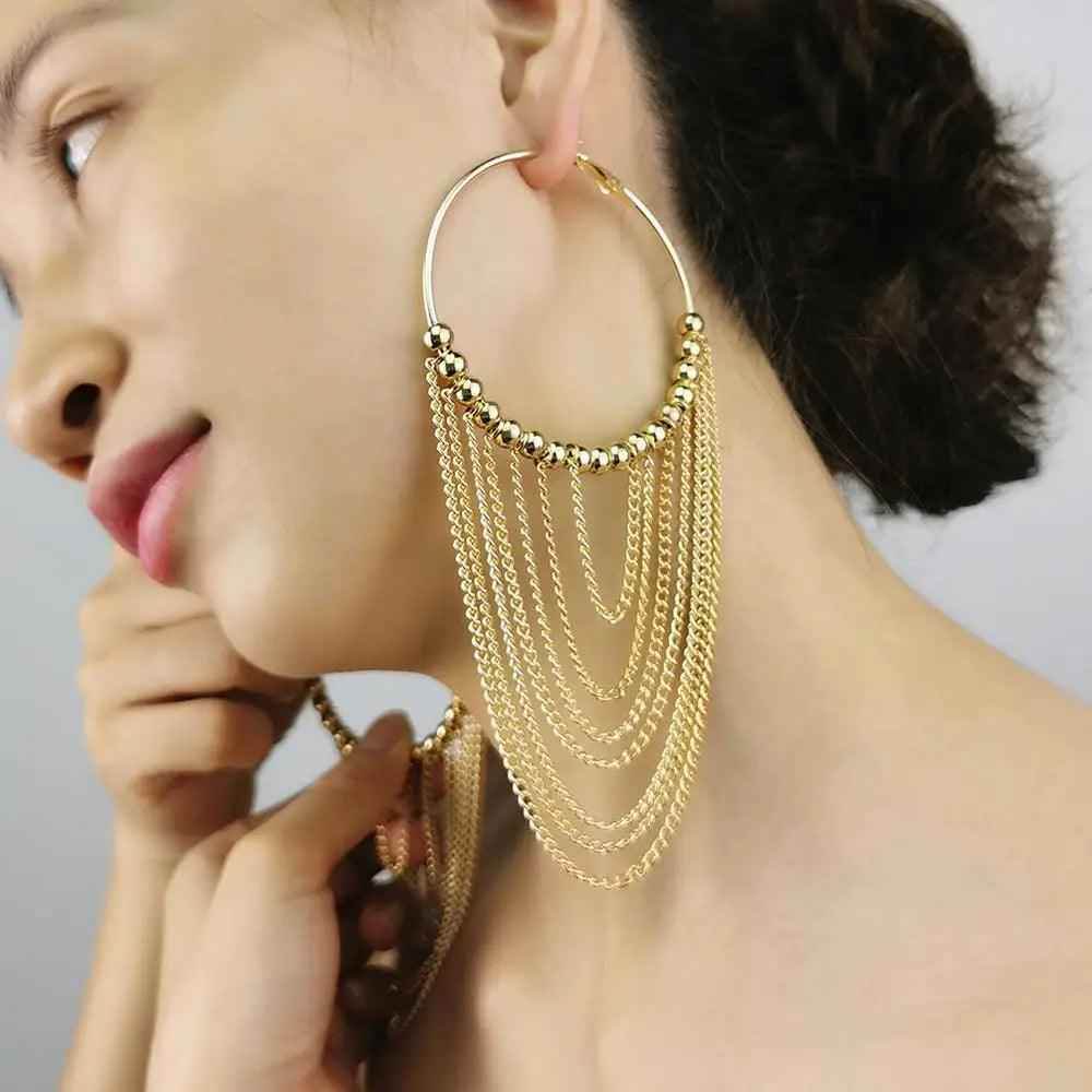 FE410 Earring Charm Jewelry: Captivating Circular Tassel Elegance for Women - Touchy Style