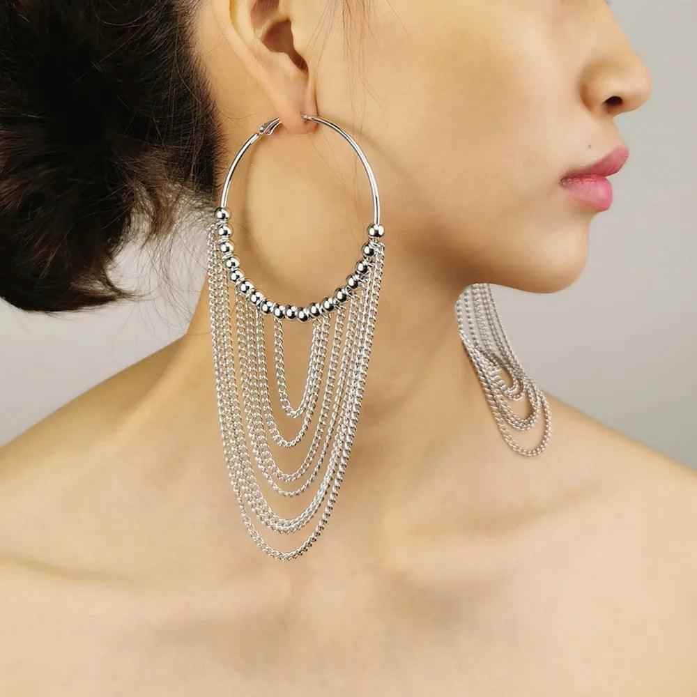 FE410 Earring Charm Jewelry: Captivating Circular Tassel Elegance for Women - Touchy Style .