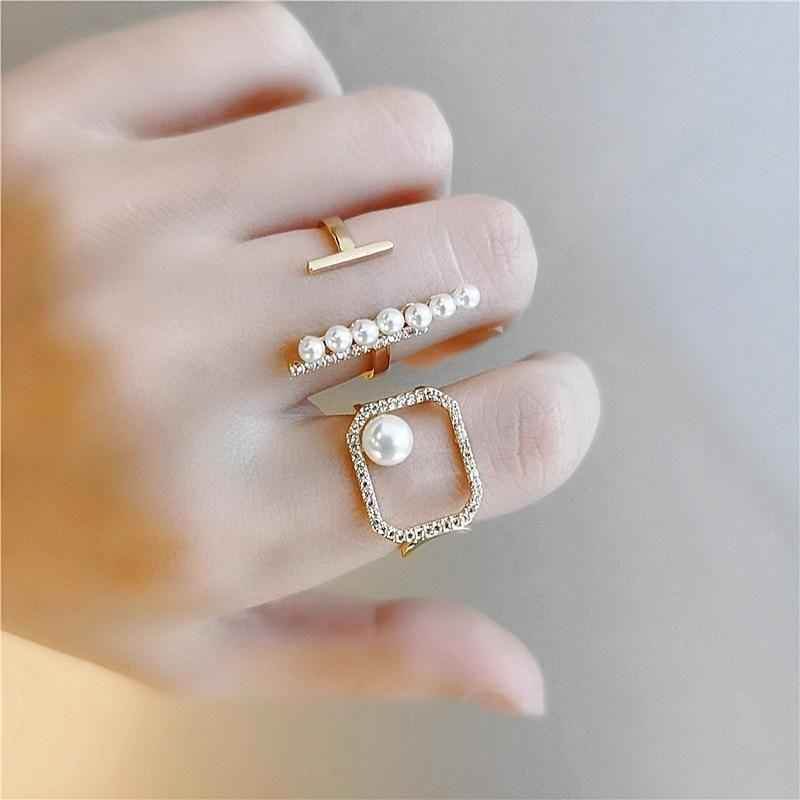 Finger Rings Charm Jewelry Fashion Pearl Bar Geometric Pattern - Touchy Style
