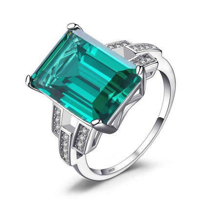 Finger Rings Charm Jewelry - Green Simulated Emerald 925 Sterling Silver Ring - TSJ68 - Touchy Style