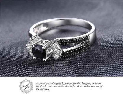 Finger Rings Charm Jewelry - Natural Black Spinel &amp; 925 Sterling Silver - TSJ69 - Touchy Style