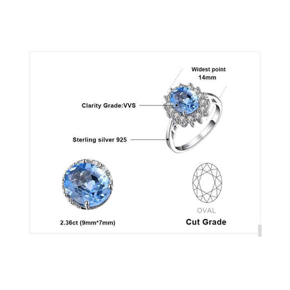 Finger Rings Charm Jewelry - Natural Blue Topaz in 925 Sterling Silver - TSJ71 - Touchy Style