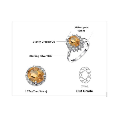 Finger Rings Charm Jewelry - Natural Citrine - 925 Sterling Silver - TSJ72 - Touchy Style