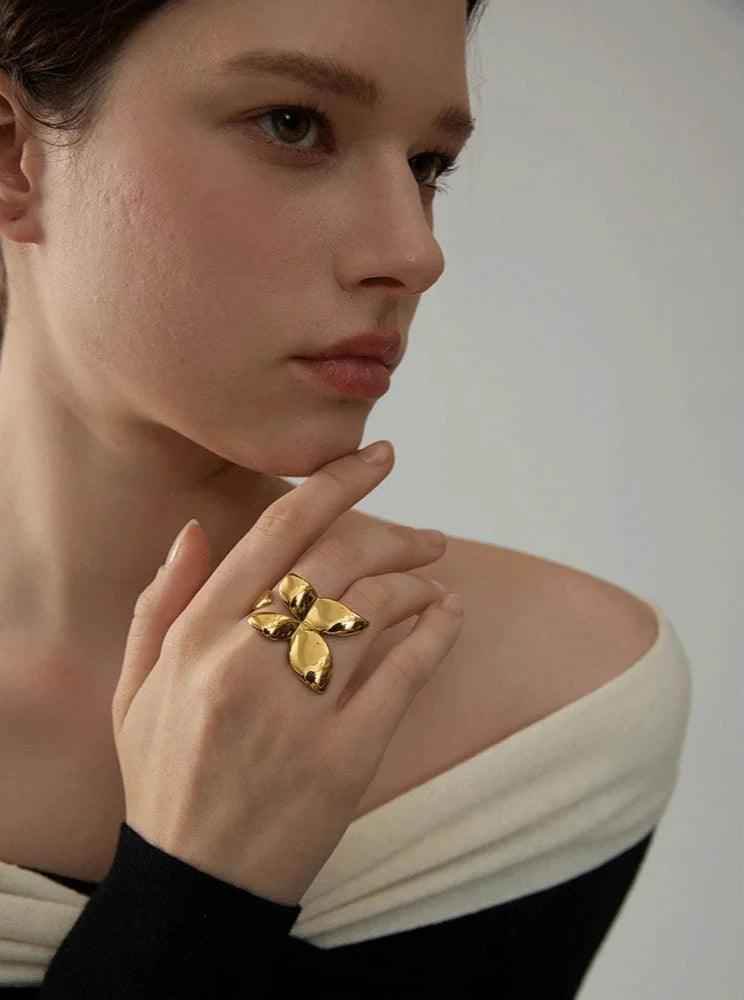 Finger Rings Charm Jewelry - Stainless Steel - Big Butterfly - YH2829A - Touchy Style
