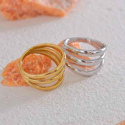Finger Rings Charm Jewelry - Stainless Steel - Geometric Hollow Layered - YH2248A - Touchy Style