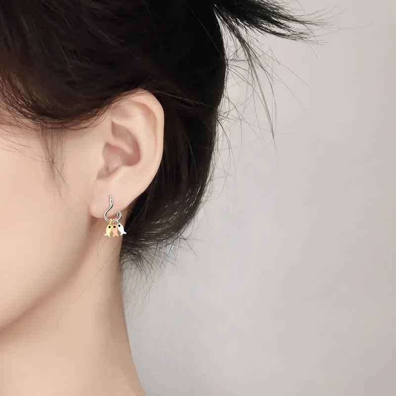 Fish Hook Dangle Earrings Charm Jewelry - SCE789 - Touchy Style