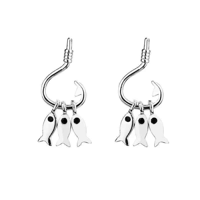 Fish Hook Dangle Earrings Charm Jewelry - SCE789 - Touchy Style