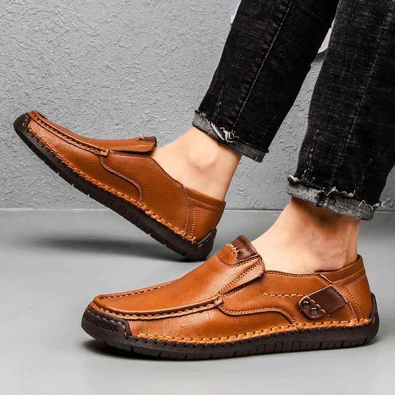 Flats Comfortable Leather Brown Men&