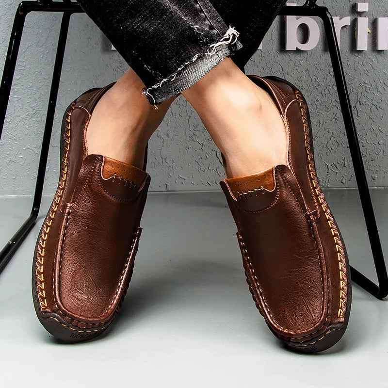 Flats Comfortable Leather Brown Men&