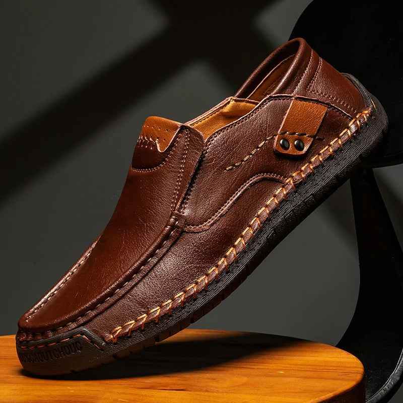 Flats Comfortable Leather Brown Men&