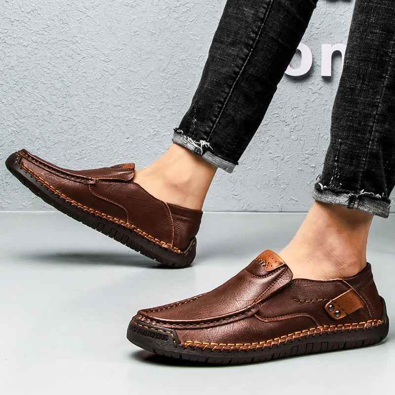 Flats Comfortable Leather Brown Men&