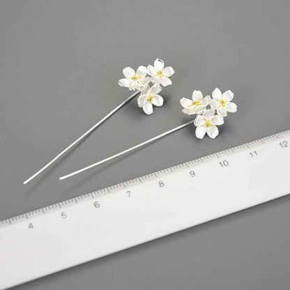 Floral Charm Jewelry: LFJB0257 Long Drop Earring in 925 Sterling Silver - Touchy Style