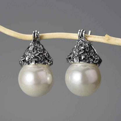 Flower Pearl Earring Charm Jewelry - 925 Sterling Silver LFJB0268 - Touchy Style