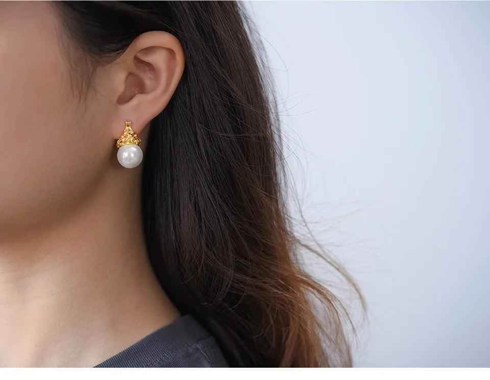 Flower Pearl Earring Charm Jewelry - 925 Sterling Silver LFJB0268 - Touchy Style