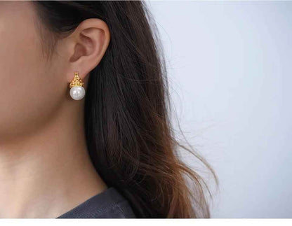 Flower Pearl Earring Charm Jewelry - 925 Sterling Silver LFJB0268 - Touchy Style