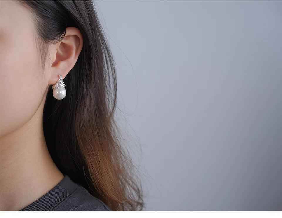 Flower Pearl Earring Charm Jewelry - 925 Sterling Silver LFJB0268 - Touchy Style
