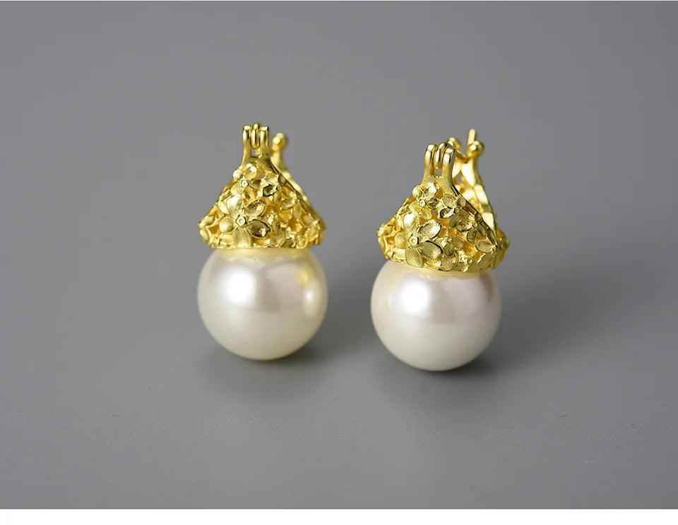 Flower Pearl Earring Charm Jewelry - 925 Sterling Silver LFJB0268 - Touchy Style