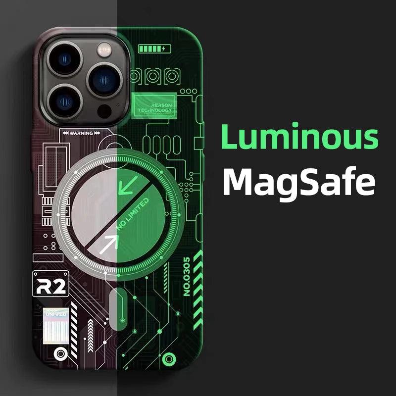 Fluorescent Hard Cover: Luminous Magnetic Cute Phone Case for iPhone 15, 14, 13, and 12 Pro Max - Touchy Style