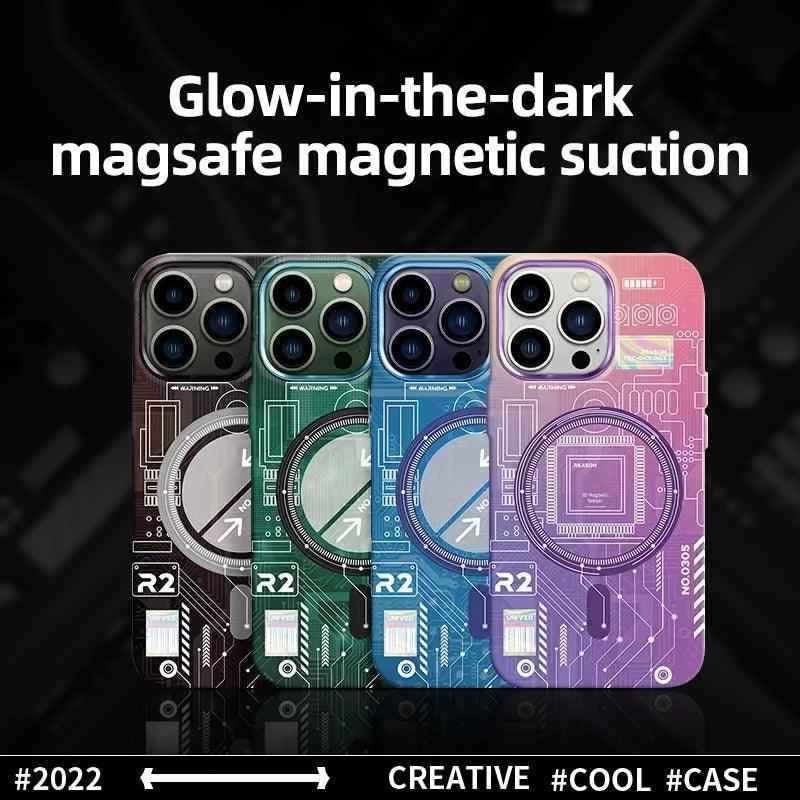 Fluorescent Hard Cover: Luminous Magnetic Cute Phone Case for iPhone 15, 14, 13, and 12 Pro Max - Touchy Style