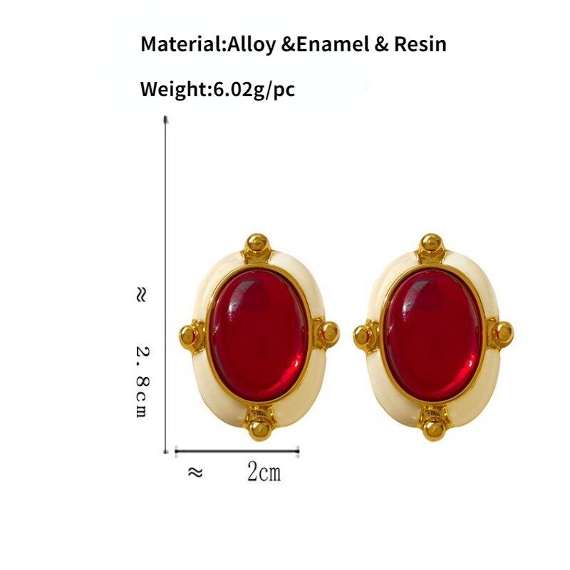 French Retro Big Red Stud Earrings: Charm Jewelry WB215 - Touchy Style .