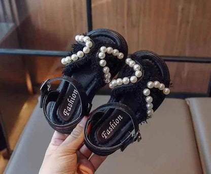 French Sandals for Toddler Girls: Casual Shoes Adorned with Pearls - G05173 - Touchy Style