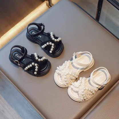 French Sandals for Toddler Girls: Casual Shoes Adorned with Pearls - G05173 - Touchy Style