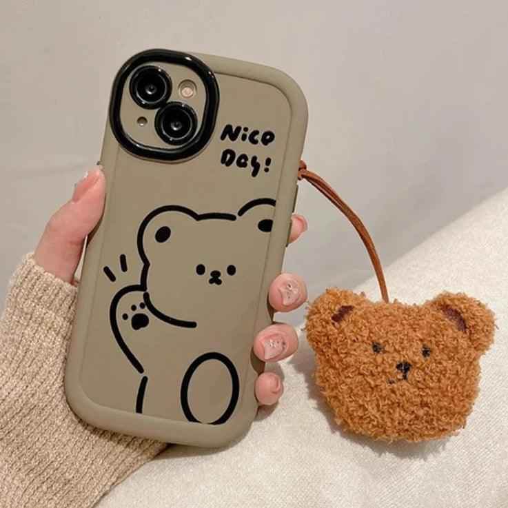 Funny Bear With Pendant Cute Phone Case For iPhone 15 Pro Max, 14, 13, or 11 - Touchy Style