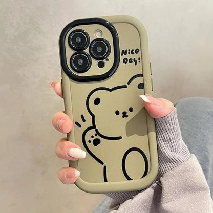 Funny Bear With Pendant Cute Phone Case For iPhone 15 Pro Max, 14, 13, or 11 - Touchy Style .