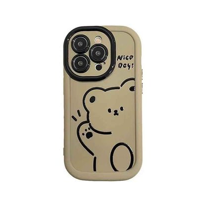 Funny Bear With Pendant Cute Phone Case For iPhone 15 Pro Max, 14, 13, or 11 - Touchy Style .