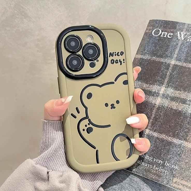 Funny Bear With Pendant Cute Phone Case For iPhone 15 Pro Max, 14, 13, or 11 - Touchy Style .