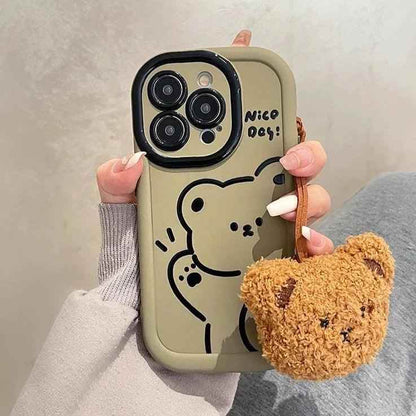Funny Bear With Pendant Cute Phone Case For iPhone 15 Pro Max, 14, 13, or 11 - Touchy Style