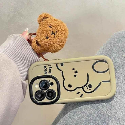 Funny Bear With Pendant Cute Phone Case For iPhone 15 Pro Max, 14, 13, or 11 - Touchy Style .