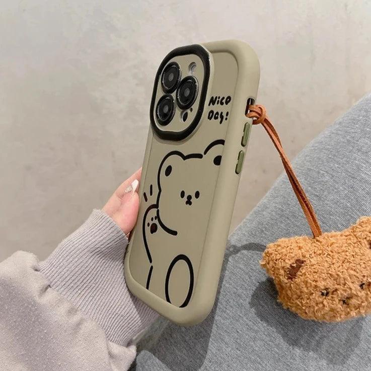Funny Bear With Pendant Cute Phone Case For iPhone 15 Pro Max, 14, 13, or 11 - Touchy Style .