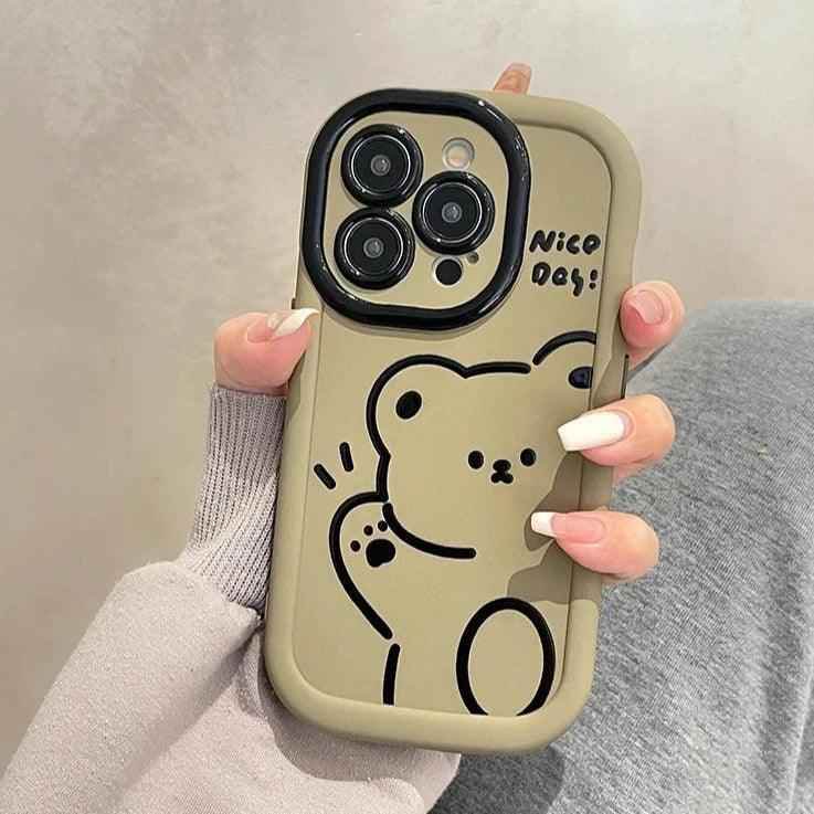 Funny Bear With Pendant Cute Phone Case For iPhone 15 Pro Max, 14, 13, or 11 - Touchy Style .