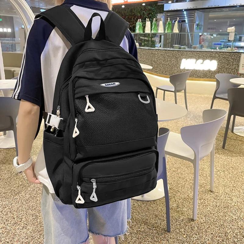 FX249 Solid Multi-pocket Large Capacity Cool Backpack - Touchy Style .